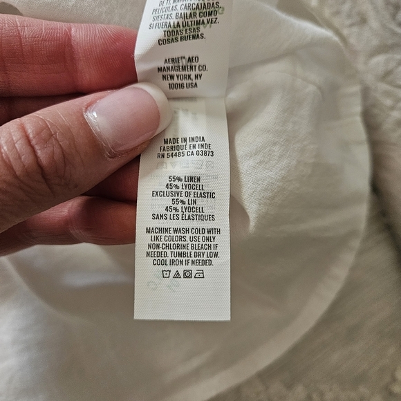 NWT Aerie White Linen Blend Mini Dress With Cut Outs Size Medium - Picture 8 of 8